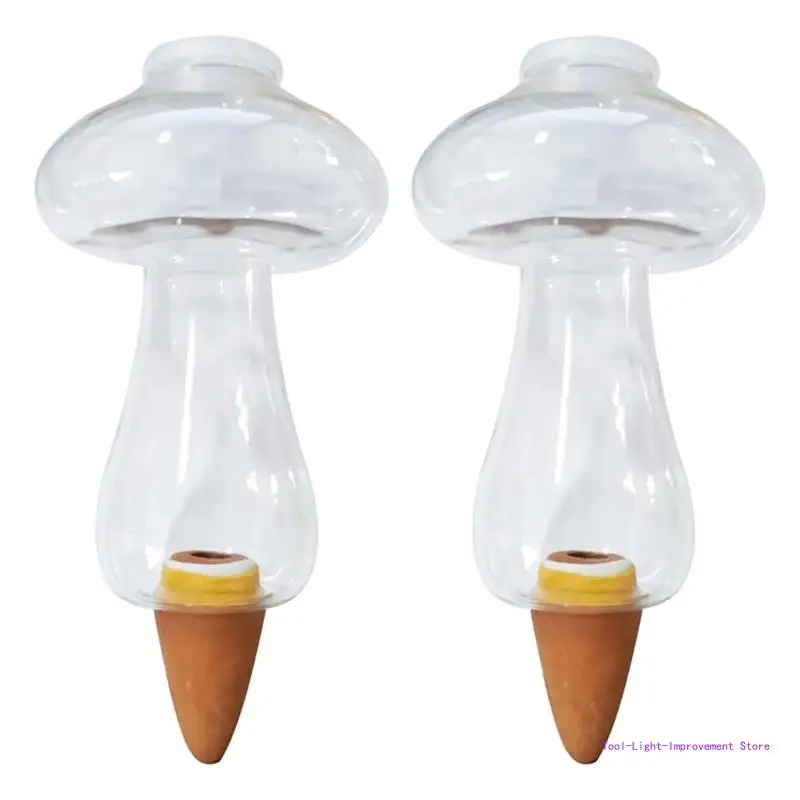 

C63E Set of 2 Self Watering Stakes Mushroom Waterers for Indoor Plant Auto Planter