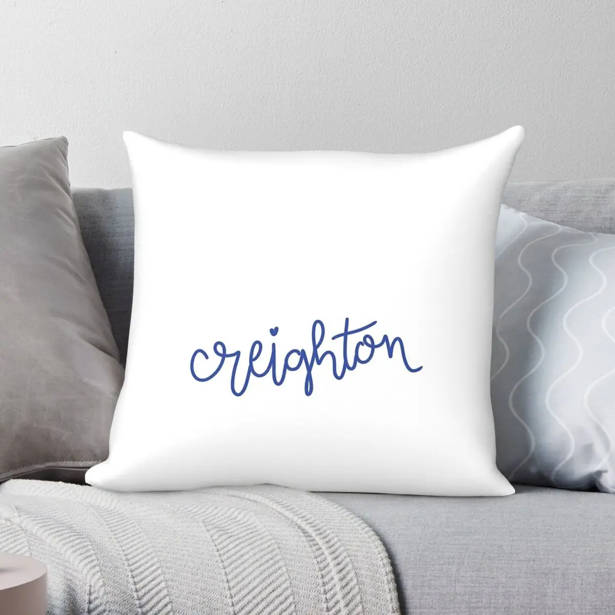 Creighton University Dark Blue Square Pillowcase Polyester Linen Velvet Printed Decorative Pillow Case Home Cushion Cover 18