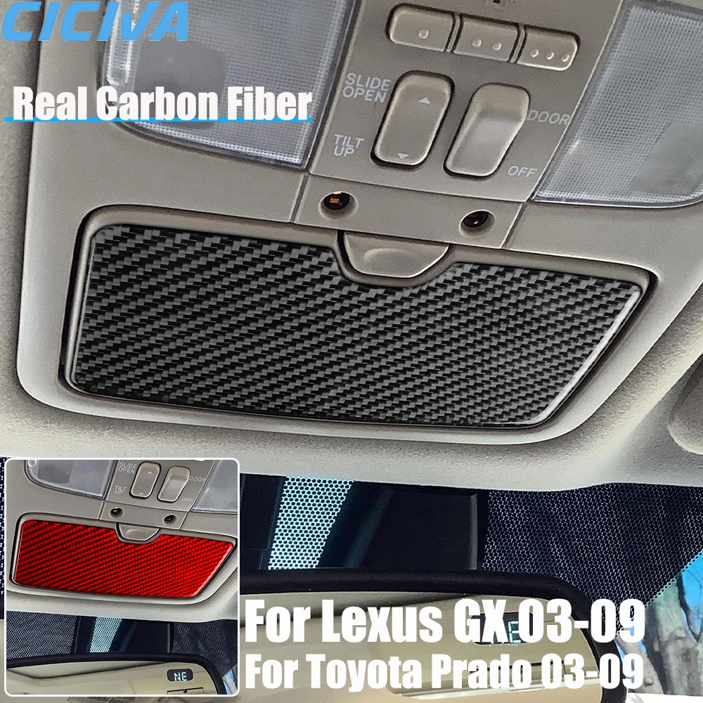 

Real Carbon Fiber Car Accessories Sunglasses Case Panel Decorative Cover Soft Sticker For Lexus GX For Toyota Prado 2003-2009