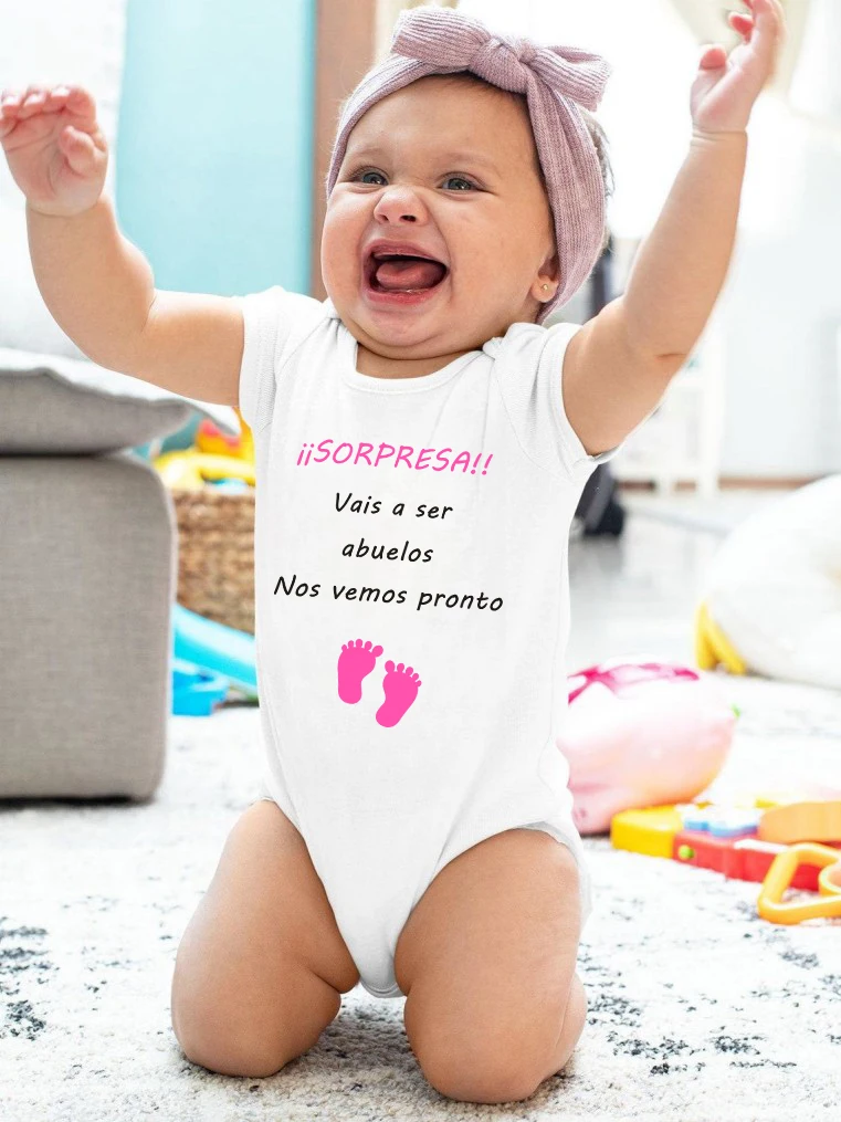 Sorpresa Vais a Ser Abuelos Baby Romper Pregnancy Announcement Newborn Bodysuit Infant Clothes New Grandparent Gifts