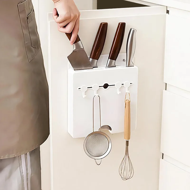 1pc Concealed Kitchen Knife Holder, Wall-mounted Plastic Knife Storage Rack, Kitchen Knife Organizer Rack