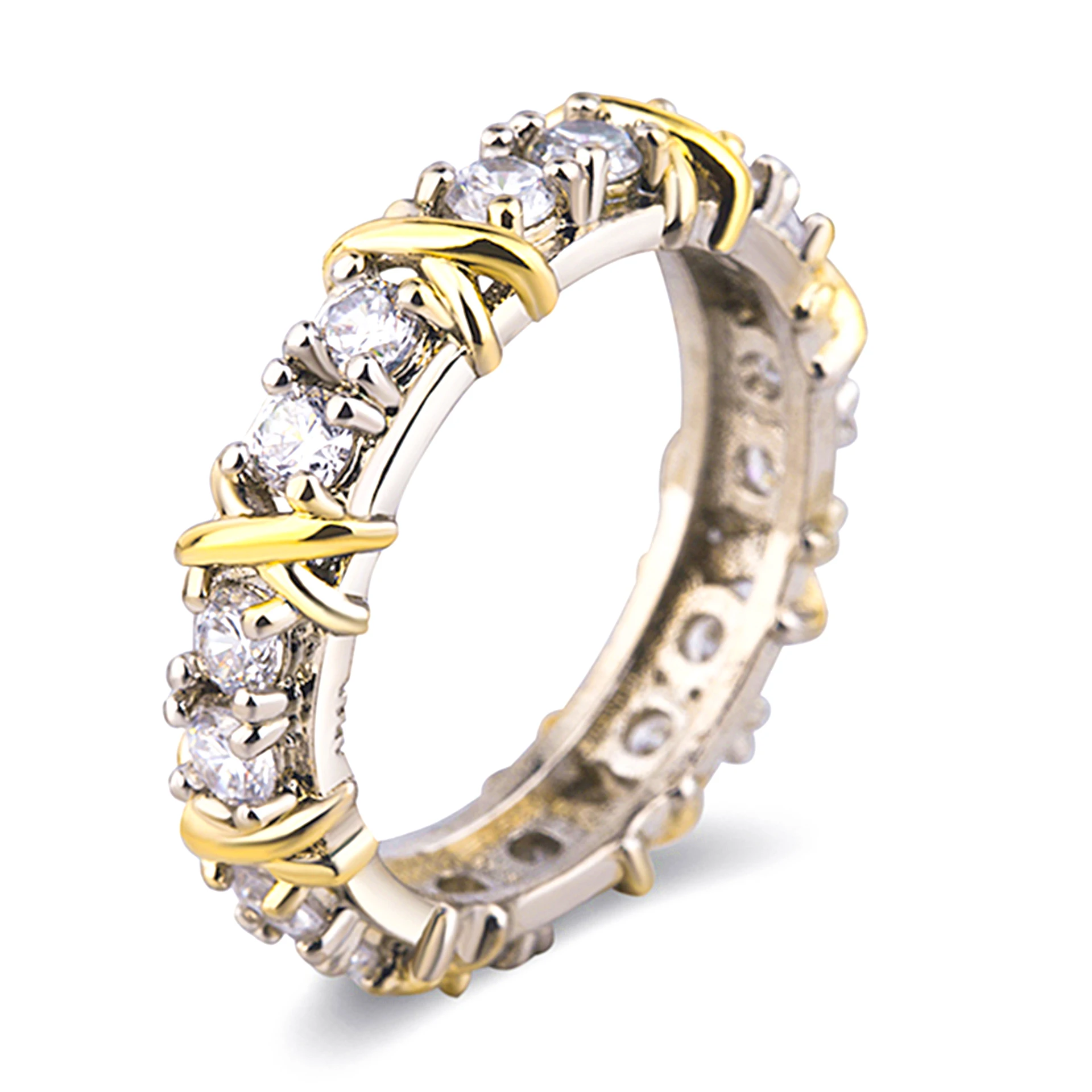 Two-tone Cross Hollow Rhinestones Ring in Two Colors Accessory For Events, Parties, And Daily Wear image 4