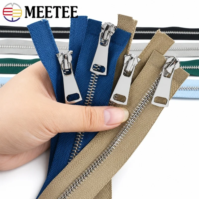 

2/5Pcs 5# Metal Zippers 70-120cm Double Sliders Zip Open End Separating Zips for Bag Jacket Sewing Zipper Repair DIY Accessories