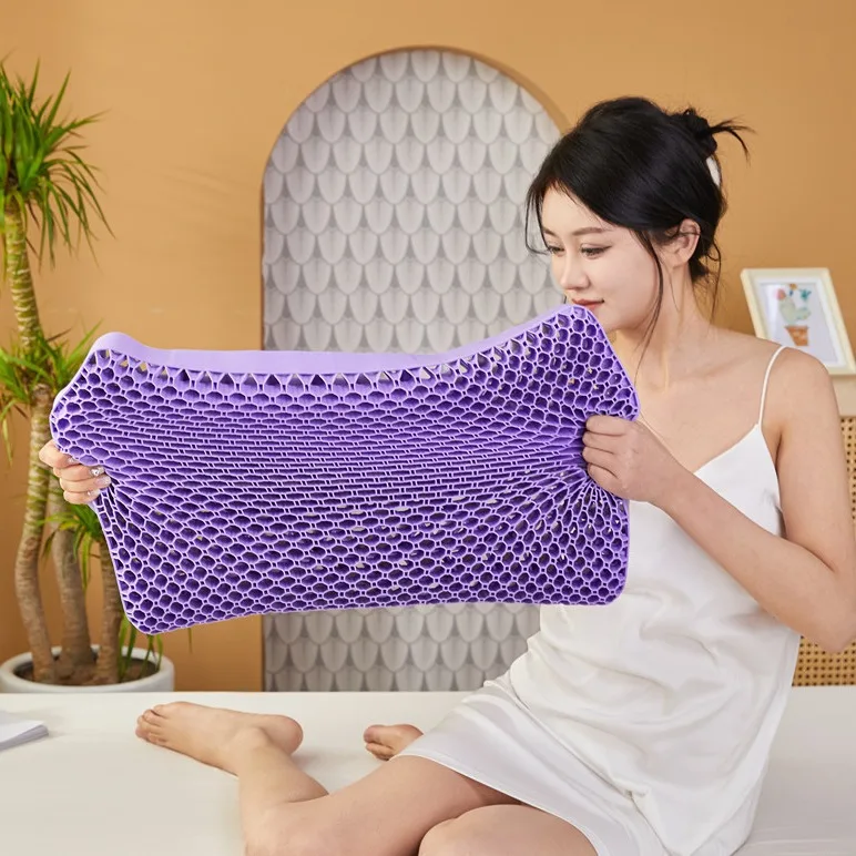 Pectin Pillow Breathable Air Layer TPE Pillow Washable with Water, Zero Pressure Cervical Neck Pillow Latex Adult Single