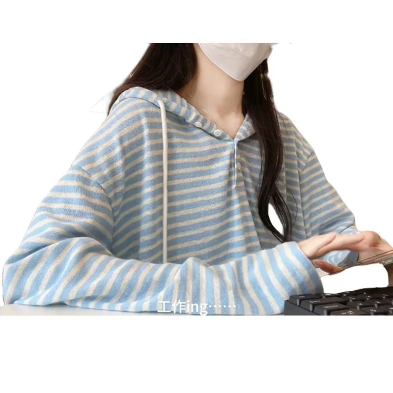 Nieuwe dameshoodie Modestreep Vroege herfst dopamine los en lui Modieus en veelzijdig stijljack Damestop