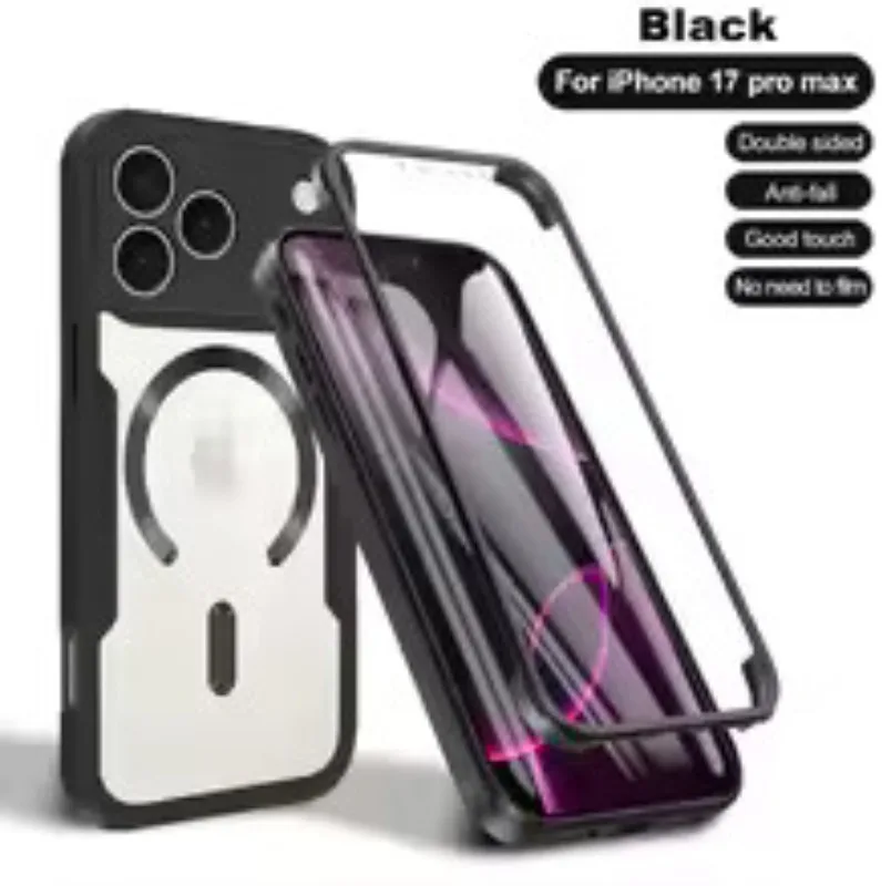 

Magnetic For Magsafe 360 Full Body Front+Back Clear Case For iPhone 17Air 16 15 14 13 17 ProMax Silicone Bumper Shockproof Cover