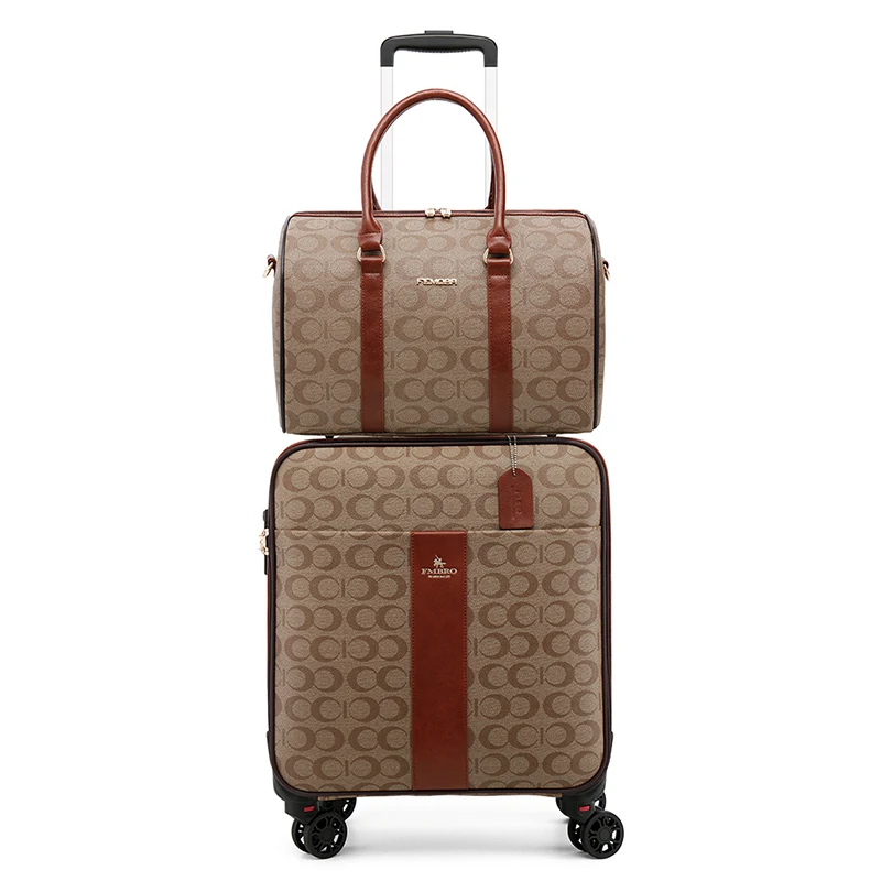 Ensemble de bagages en cuir Chancelier pour hommes et femmes, valise à roulettes avec sac à main, chariot de luxe, sac de voyage, bagages à main,