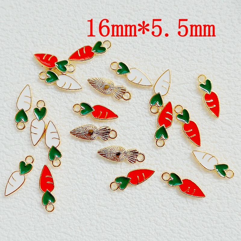 20PCS Colorful Cute Mini Carrot Alloy Enamel Pendant Charm Shining Fashion DIY Necklace Bracelet Earrings Keychain Accessories