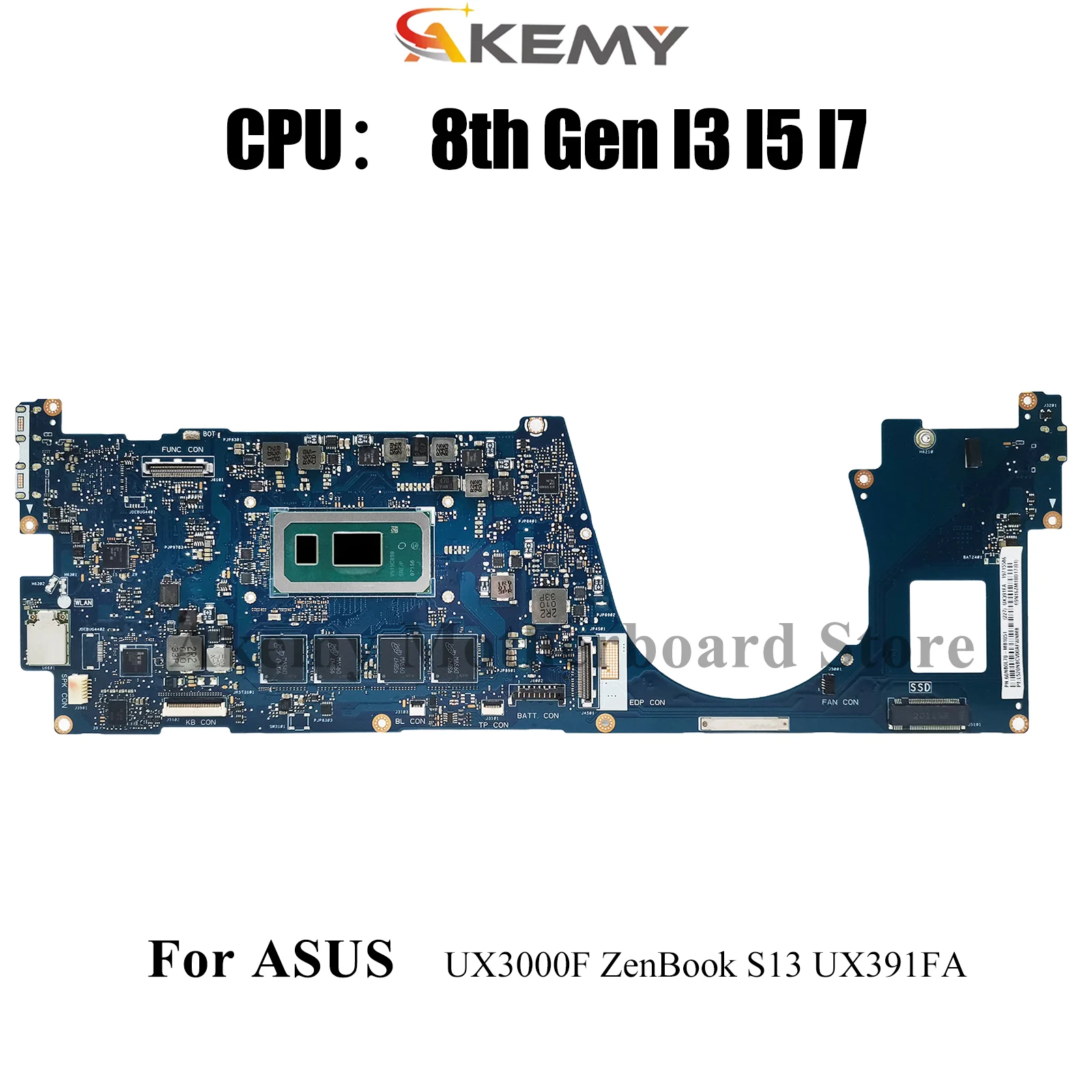 

Материнская плата UX391FA для ноутбука ASUS ZenBook UX391FA S13 UX391F UX3000F ZenBook, материнская плата с процессором I3 I5 I7, 100% тестирование, ОК, быстрая доставка