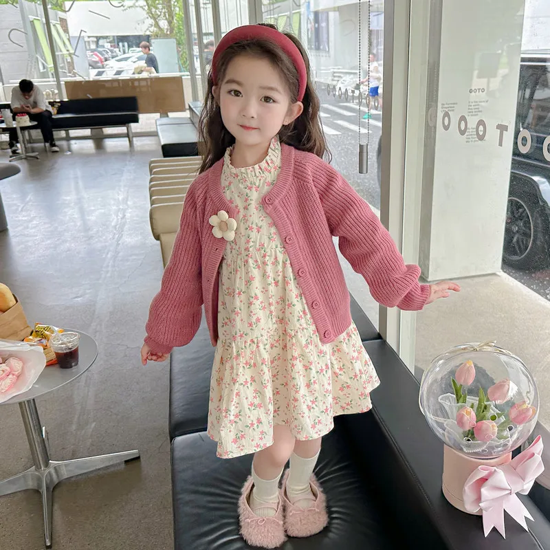 Lovely Spring Autumn Style Kids' Sets And Outfits 2PCS SETS For Sweet Baby Girl Clothes Girls Clothes Top + A-Line Dress  345