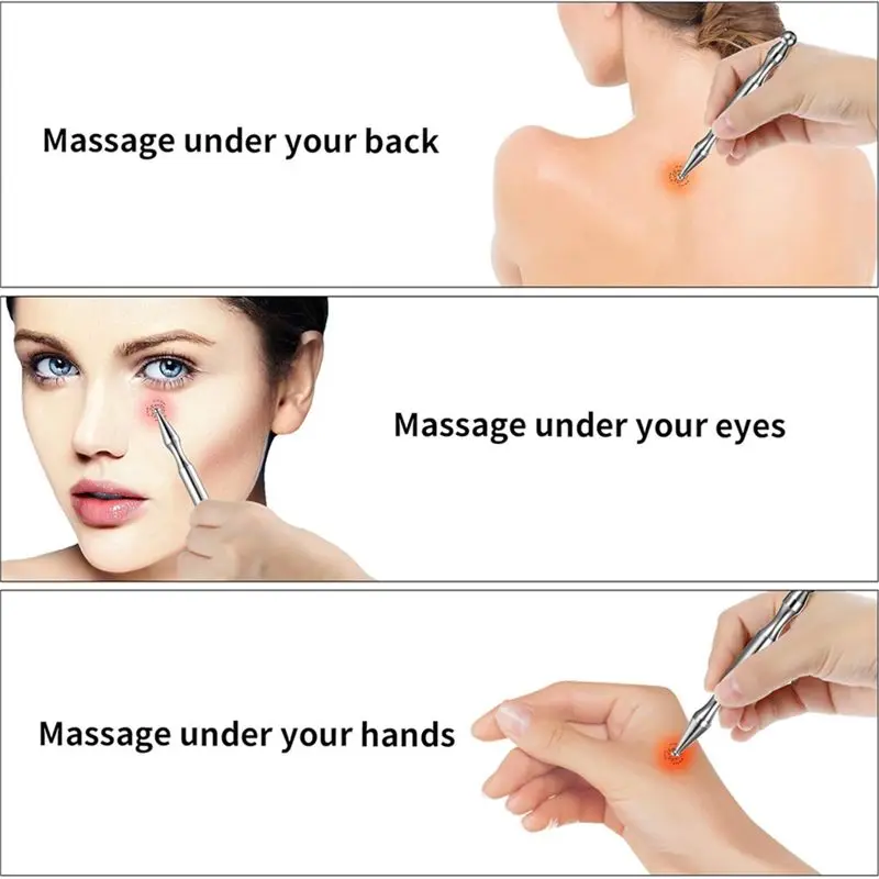 A69P-Stainless Steel Acupuncture Pen, Trigger Point Massage Pressure Point Fascia Tool For Face Finger Massage Body Muscle