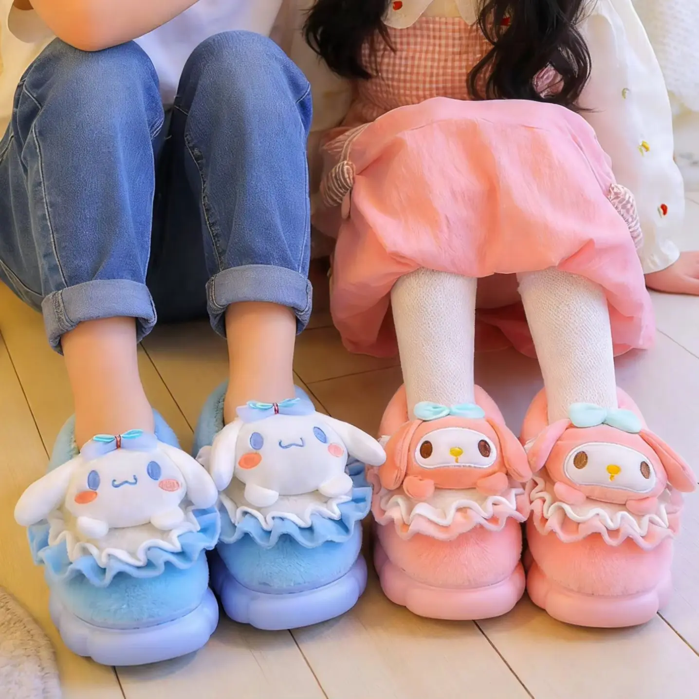 

Kids' Slippers House Shoes ​Cartoon Cinnamoroll Winter Shoes For Girls Anti-slip Warm Thick Bottom Pink Pruple Shoes Size 24-41
