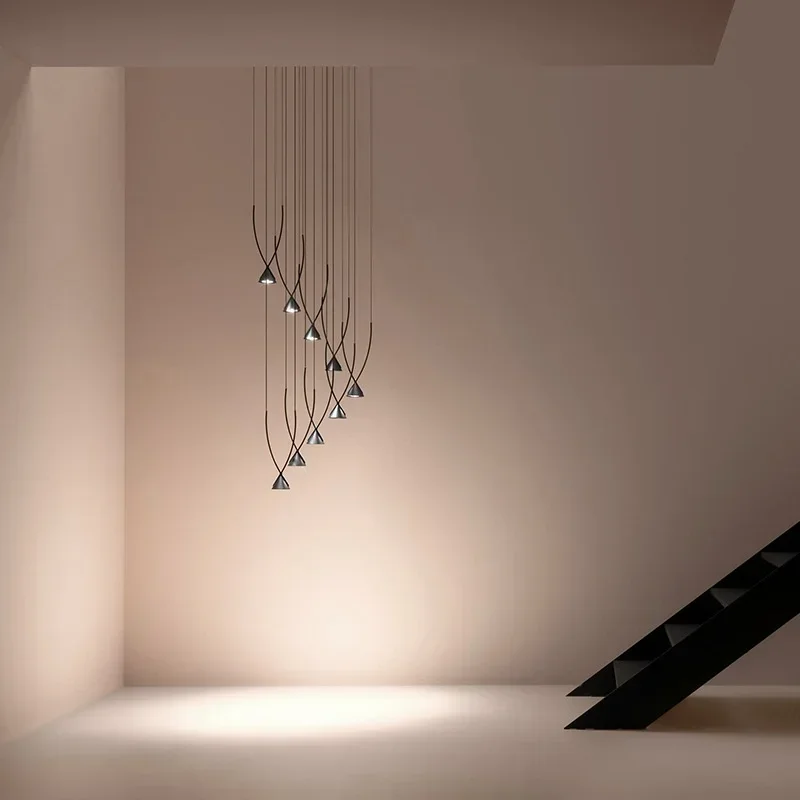 Modern Minimalist LED Pendant Light Suitable for Coffee Shops Restaurants Staircase Chandelier Designers Glossy Hanging Lighting