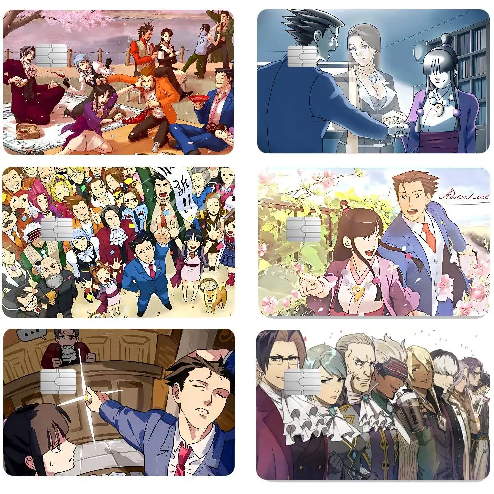 GAME Ace Attorney 100% Offre Spéciale Anime Autocollant de protection pour cartes bancaires, de crédit et de transport en métal, 1 lot de 4 pièces
