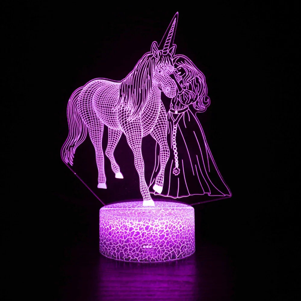 Unicorn Night Light for Children Unicorn 3D Illusion Lamp 7 Colours Change Unicorn Bedside Lamp Birthday Gift for Girls Women