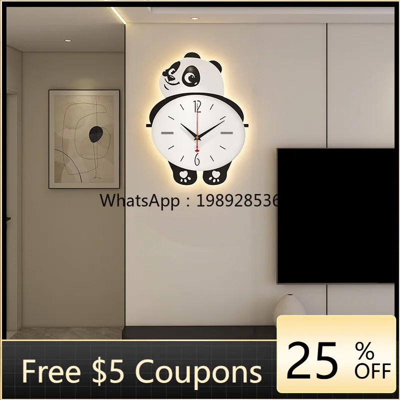 

LYY Panda Wall Clock Living Room Home Clock Creative Quartz Clock Silent Wall Watch Wall-mounted Punch
