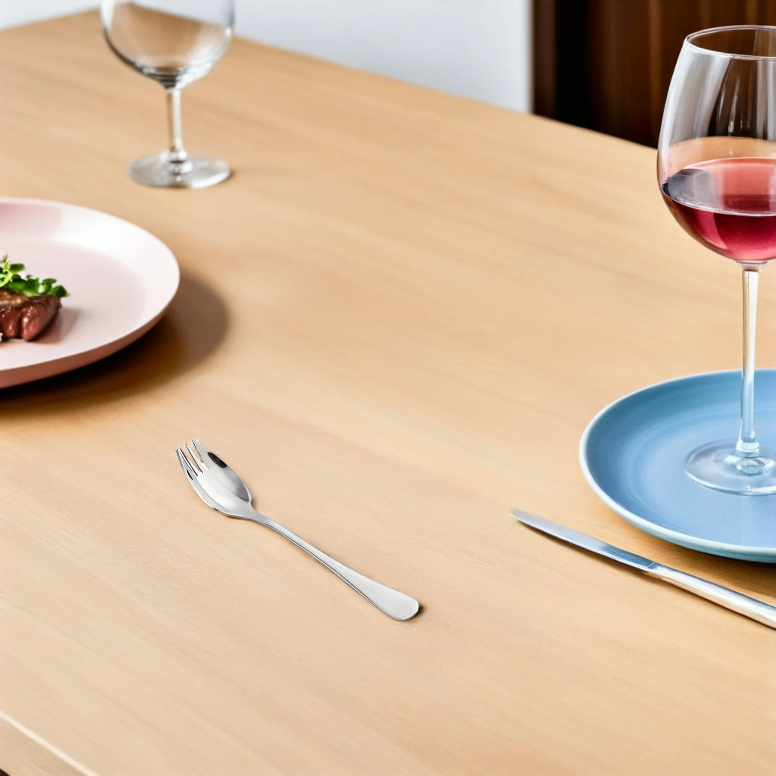 

Stainless Steel Dual-Purpose Spork Portable Fork Spoon Ideal for Picnic Camping Salad Dessert Ice Cream Salad Sporks