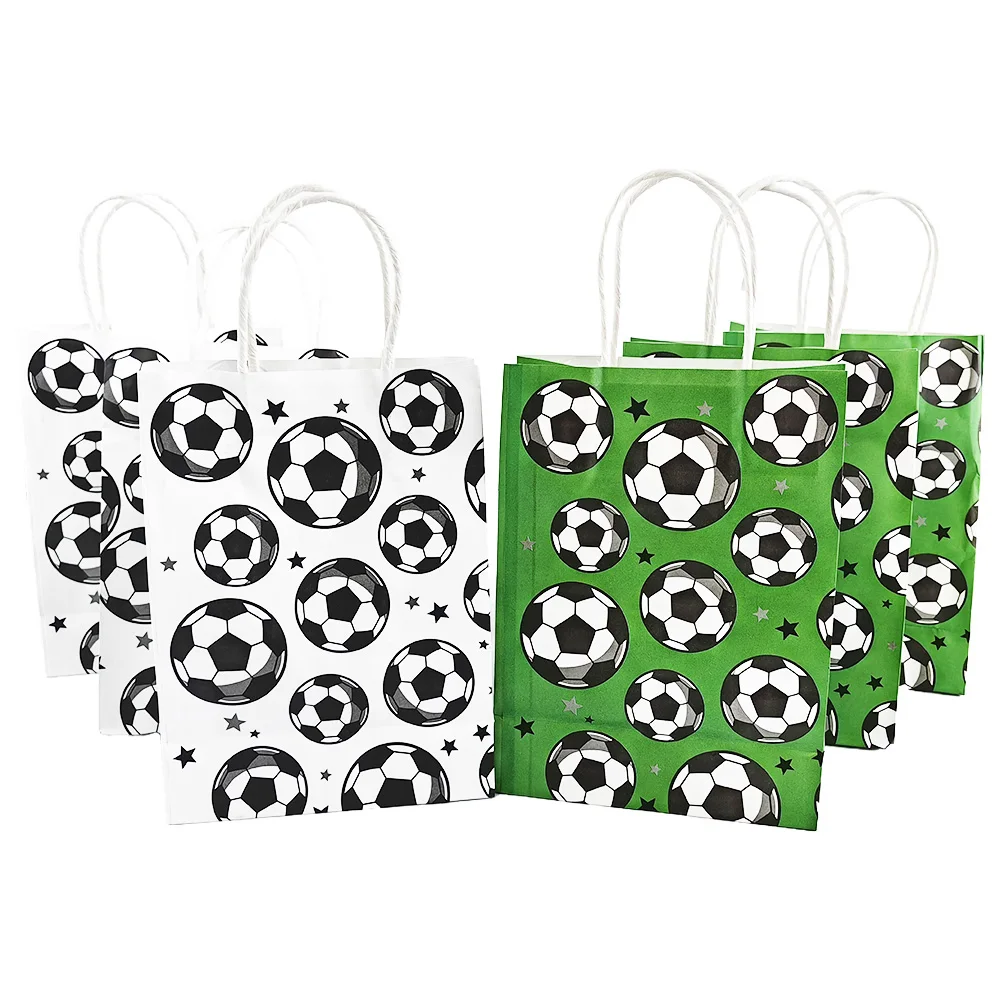 5/10/30/50 stücke Fußball Papier Taschen mit Griff Fußball Party Favor Taschen Sport Leckerli Süßigkeiten Snack taschen Fußball Geburtstag Party Decor – Detail 5