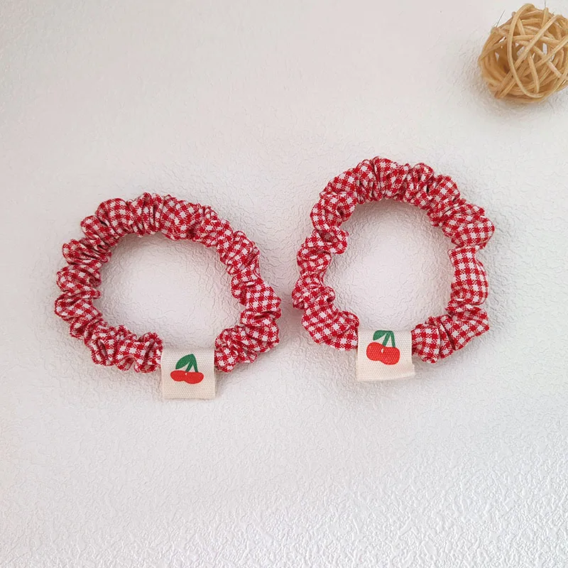2PC Kirsche Erdbeere Elastische Haarbänder Set Frauen Mädchen Kinder Haargummis Gummiband Haar Zubehör Scrunchy Seil – Detail 4