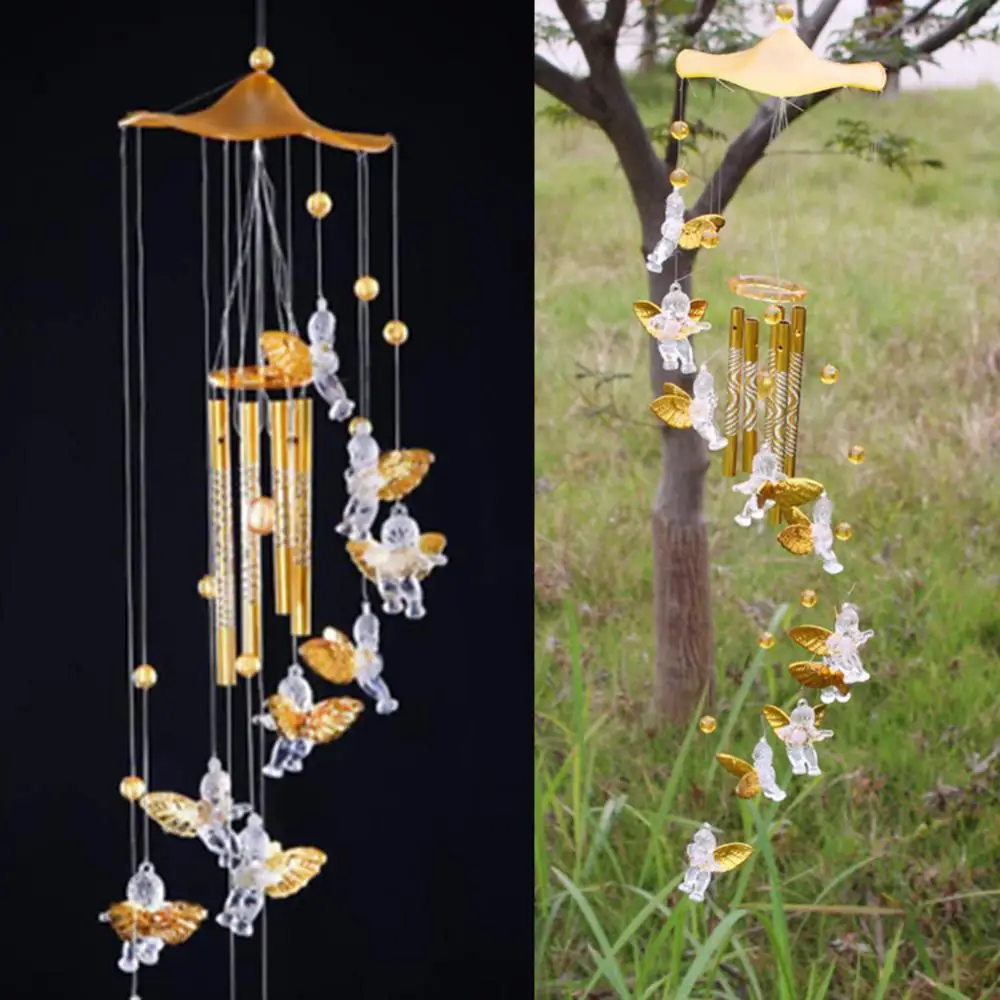 Fairy Angel Cupid Wind Chime Tube Hanging Clear Sound Wind Chimes Bells Tubes Good Luck Metal Pipe Wind Chime Garden Yard Decor