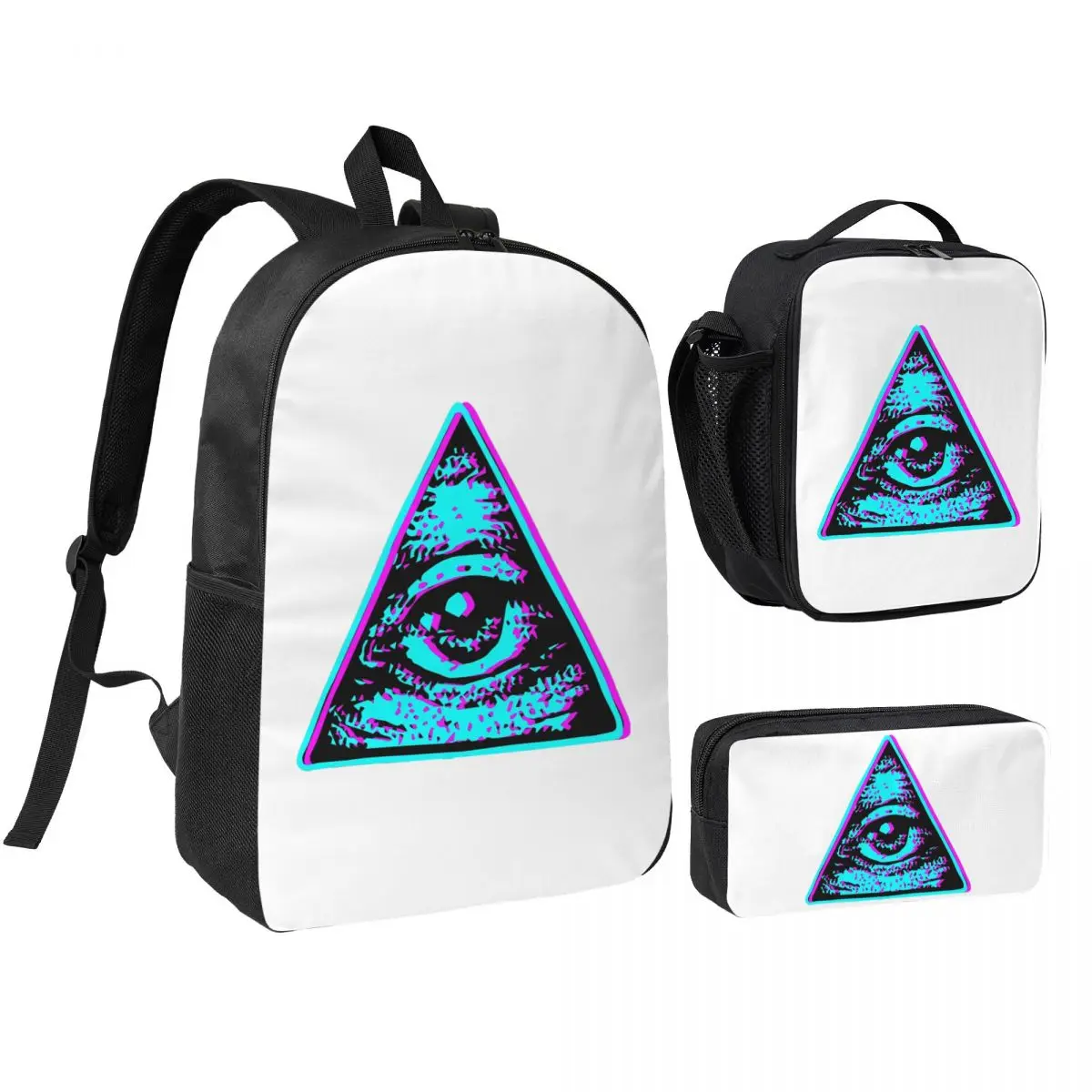 

Eye Illuminati Backpack Boys Girls BookBag School Bag Shoulder Bags 3ps Insulated Lunch Bag Pencil Case