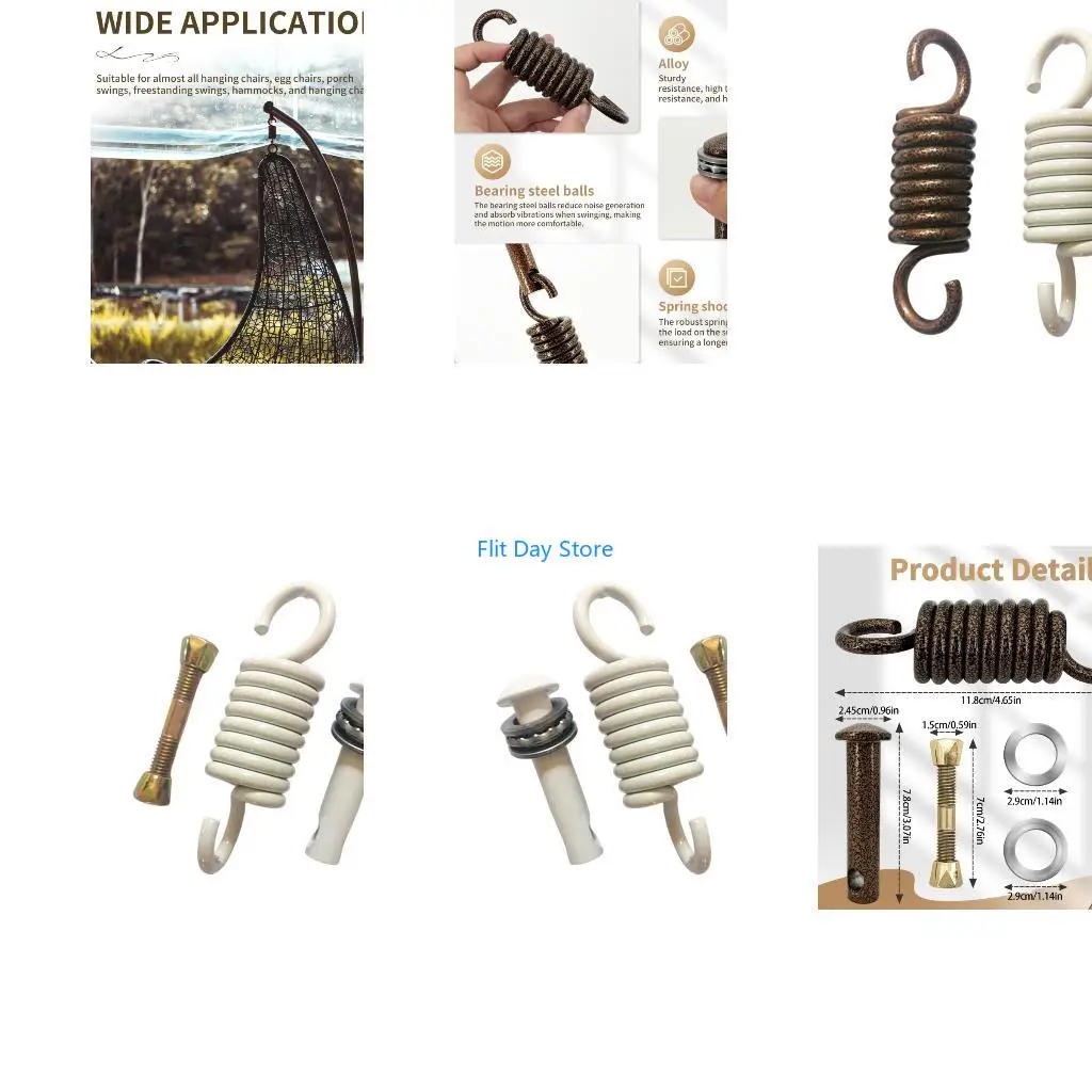 F92C Hammock Attachment Springs Hook Swing Suspension Rust Resistant Swing Springs