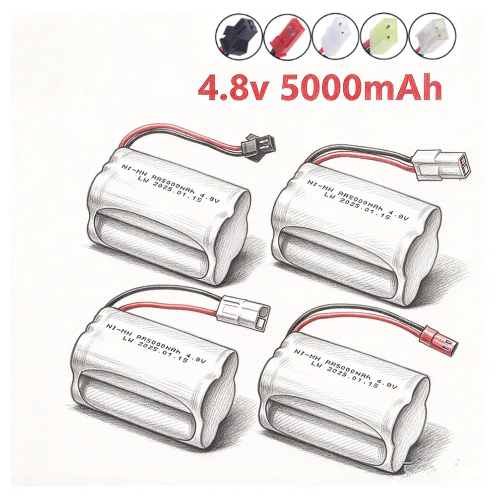 NIMH Battery 4.8V 5000mAh For Rc toys Cars Tanks Truck Robots Boats Guns AA Ni-MH 4.8v Battery Pack SM/JST/EL-2P/Tamiya Plug