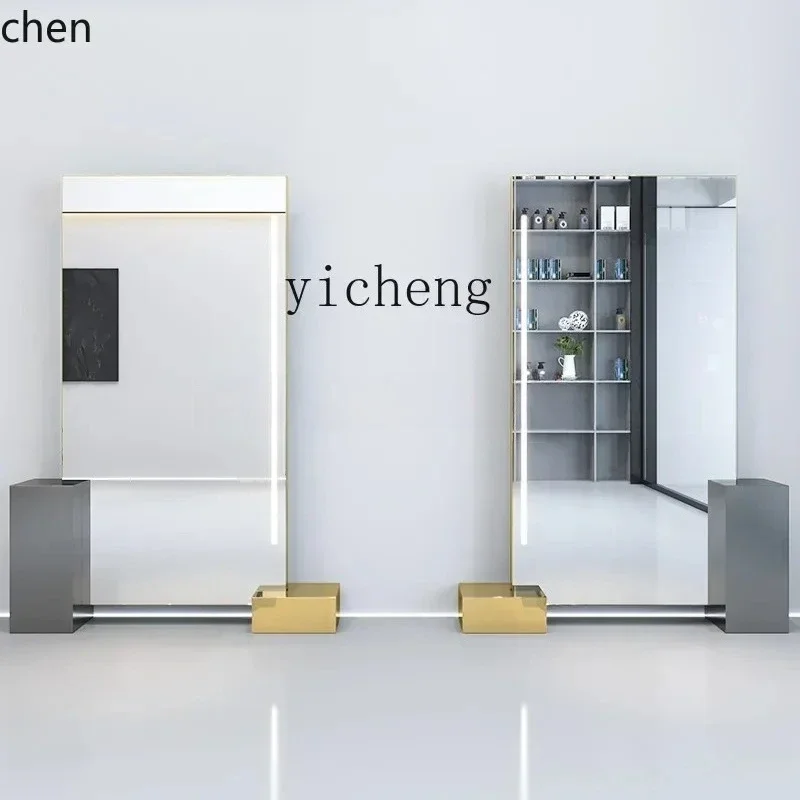 y9.4-  hairdresser high-end mirror table single and double-sided floor mirror barber shop hair cutting mirror