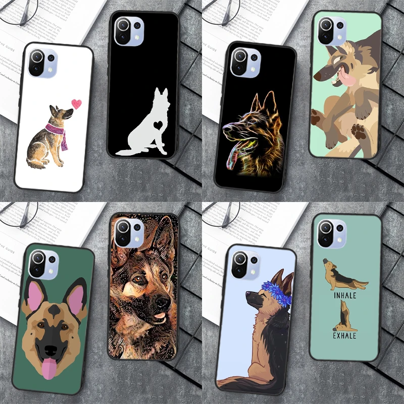 Cartoon German Shepherd Dog Case For Xiaomi 12 13 Lite 12T 11T Pro 12X Cover For POCO X3 X5 F5 Pro X4 F4 GT C40 M5s F3