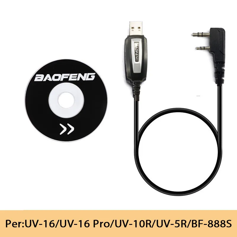 BaoFeng-Cable de programación USB Original para walkie-talkie BAOFENG UV-16R Pro, con controlador de CD, para UV5R/UV10R/UV16R/888S