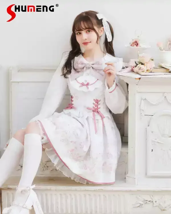 

Liz Large Size Pink Dress Japanese New Mine Makeup Rabbit Lolita Long Sleeve Dress Spring Summer 2026 Tea Party Princess Dresses