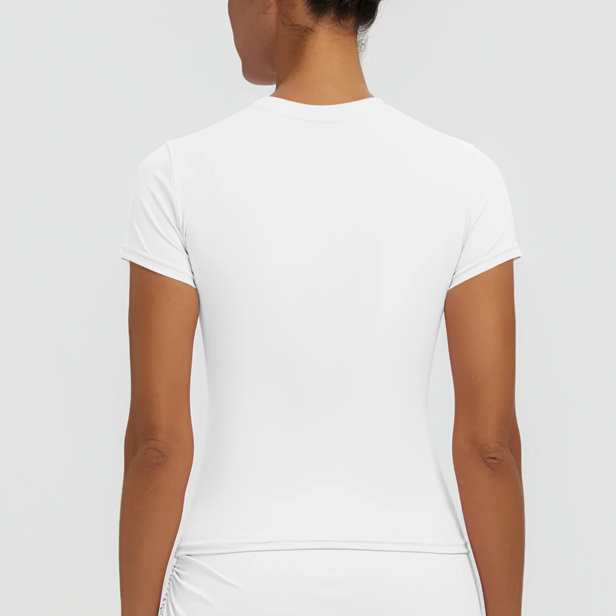 Neues Damen Sommer Yoga Kurzarm T-Shirt Lauf- und Radsport Einfarbiges Schnelltrocknendes Workout-Oberteil Enganliegend Atmungsaktive Yoga-Kleidung – Detail 5
