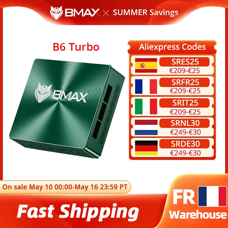 BMAX Mini Pc B6 Turbo Intel Core i5 8257U Windows 11 16GB RAM 512GB SSD HDMI USB DP Bluetooth WIFI Computer