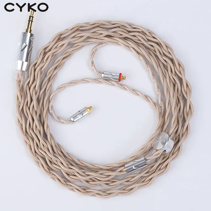 CYKO HIFI Earphone Upgrade Cable 7N OCC Iem Cables 24K Gold-plated 3.5mm 4.4mm To Mmcx 0.78 2pin Jack Headphones Wired In-Ear