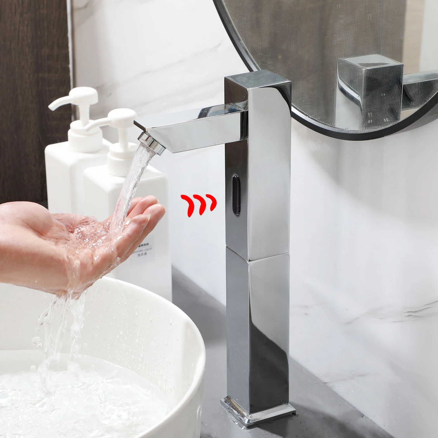 

JIENI хромированная латунь для ванной комнаты, автоматические бесконтактные сенсорные смесители, экономия воды, индуктивные электрические смесители для воды