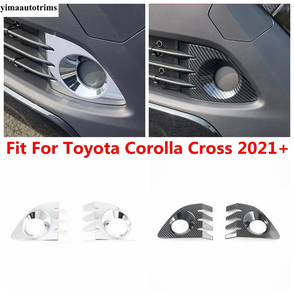 

Front Fog Light Lamp Frame Decoration Cover Trim For Toyota Corolla Cross XG10 2021 - 2024 Carbon Fiber Accessories Exterior