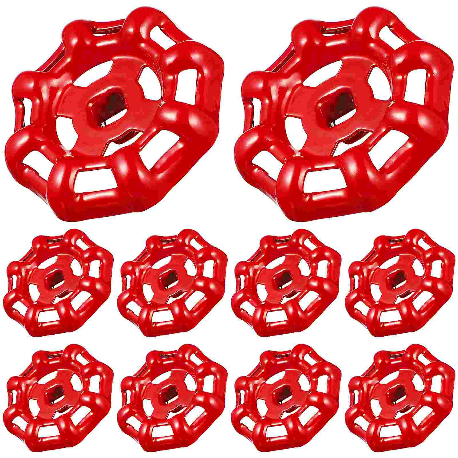 10 Pcs Gate Valve Handle Metal Wheel Decorative Water Fitting Pipe Ball Cast Iron Red Shutoff