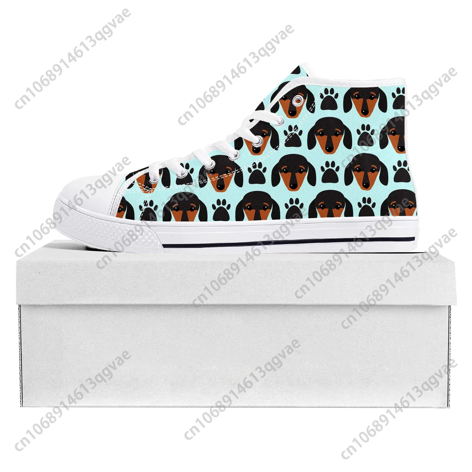 Cute Dachshund Pet Dog High Top High Quality Sneakers Mens Womens Teenager Canvas Sneaker Casual Couple Shoes Custom Shoe White