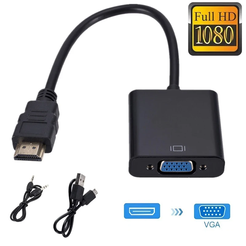 

1080P HDTV To VGA Cable Converter With Audio Power Supply HDTV Male To VGA Female Converter Adapter For Tablet Projector PC TV