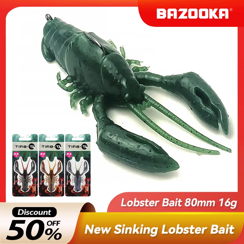 

Bazooka Soft Fish Lure Artificial Shrimp Bait Tackle Lobster Crayfish Worm Swimbaits Jig Head Easy Shiner Lead Hook Ice Winter