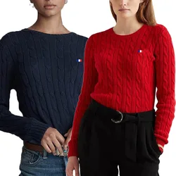 100% Cotton Sweater Womens Clothing High Quality Spring Autumn Pullovers Sweaters Casual Knitted Twist Flower Tops Clothing