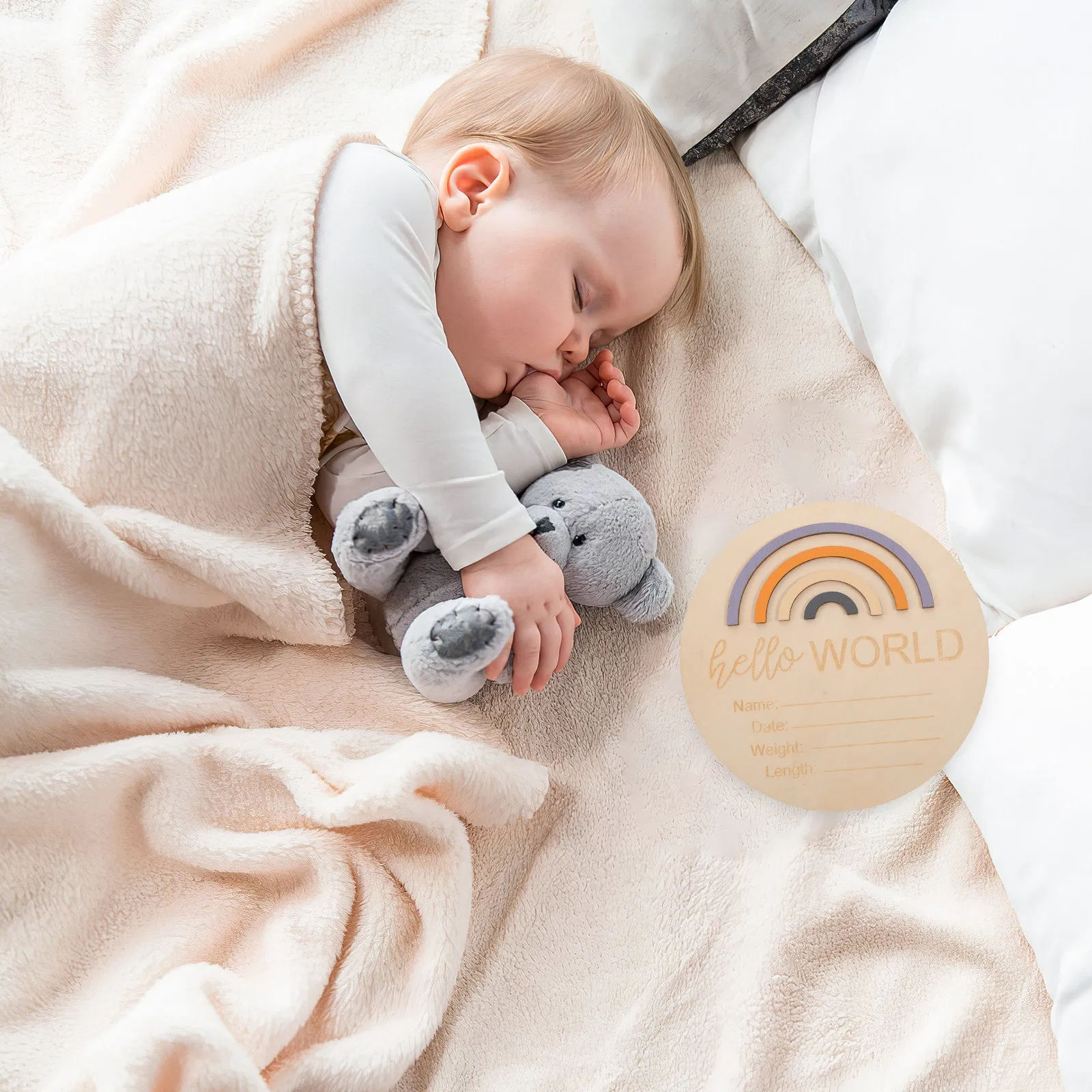 Natural Wood Baby Milestone Signs Set – Monthly Name Cards for Newborn Photo Props, Nursery Decoration & Birth Announcement
