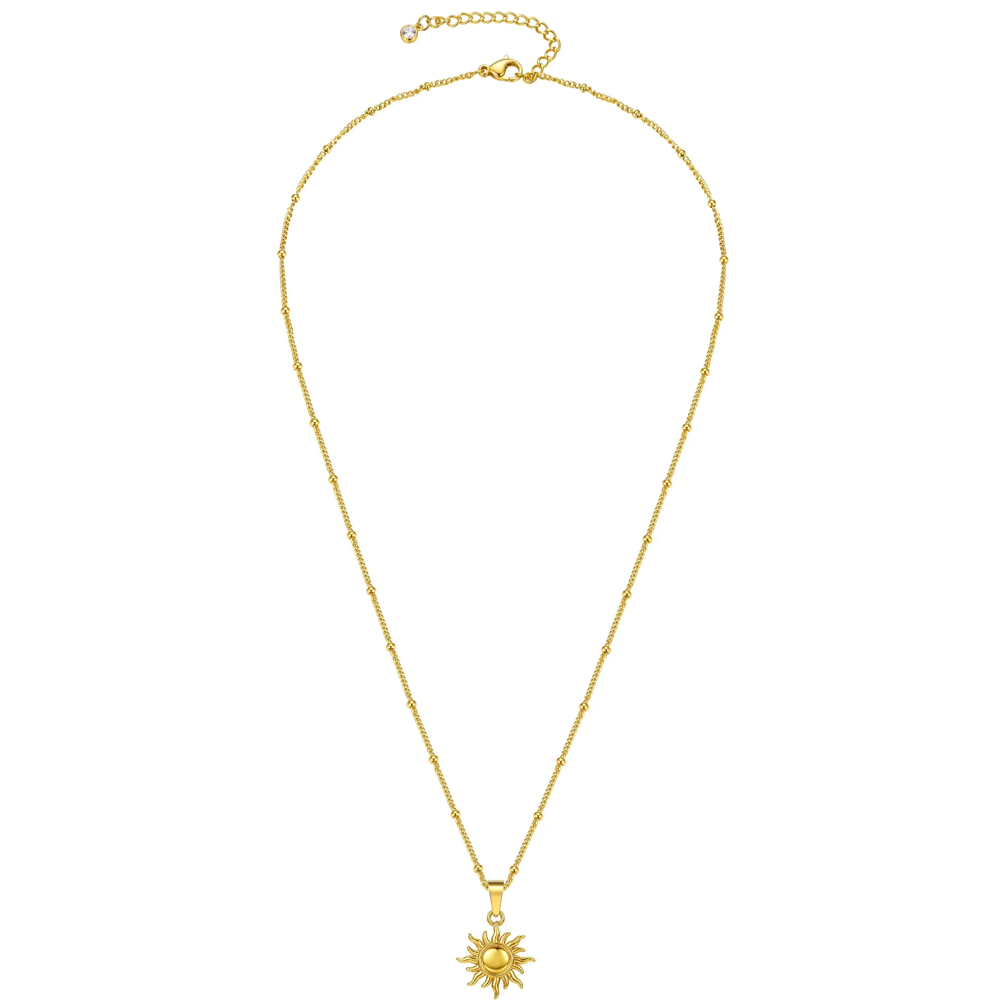 Bobisty Sonnenanhänger-Halskette für Damen, verstellbare, vergoldete Kette, Edelstahlkette, Sonnen-Halsketten, Schmuck, Geschenke