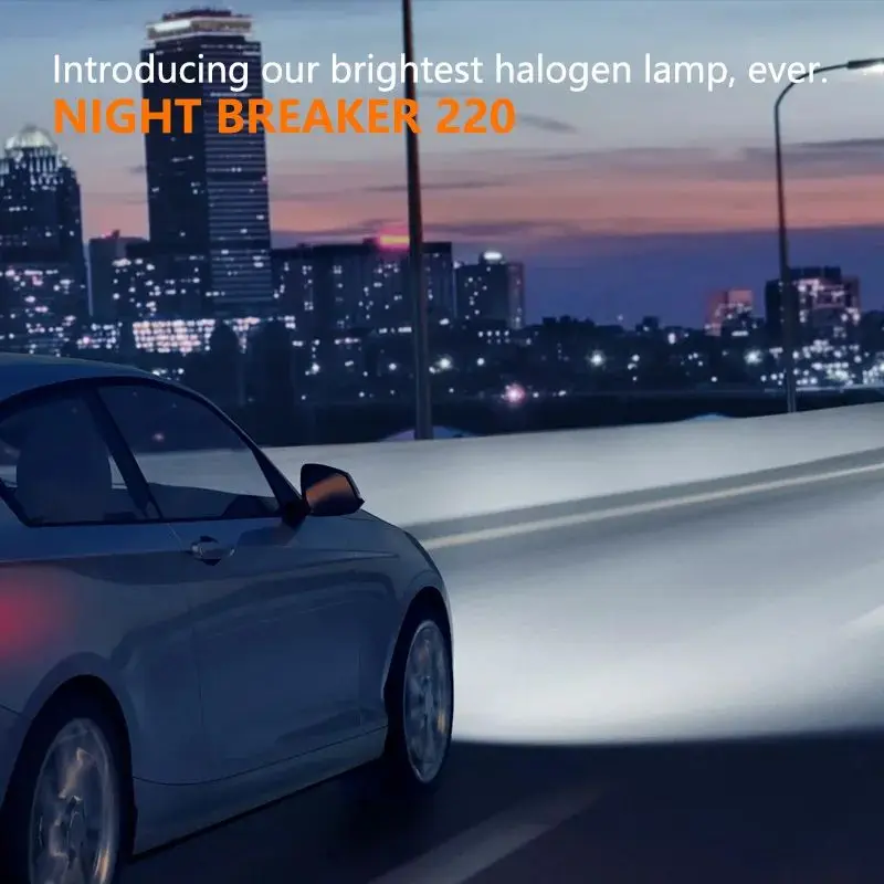 OSRAM Night Breaker 220 Autolampen H4 H7 Halogen-Scheinwerfer +220% Leistungsstärke +150m Reichweite Original-Licht 12V Deutschland, 2 Stück – Detail 3