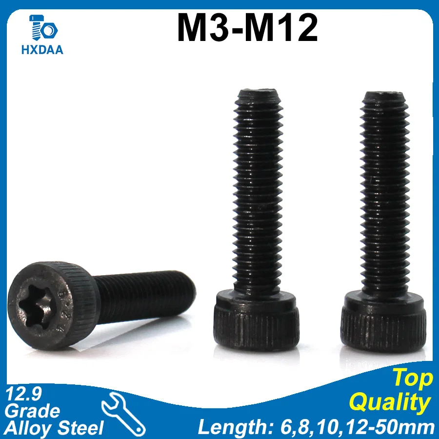 2-10pcs M3 M4 M5 M6 M8 M10 M12 12.9 Grade Alloy Steel Torx Drive Hex Socket Cap Screws Star Head Bolts Six-Lobe Length 6-50mm
