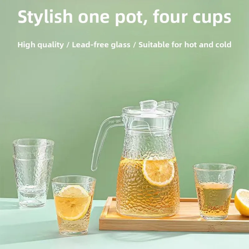 simple-large-capacity-glass-cold-water-pot-tea-brewing-jug-juice-drinking-set-home-use-waterware-kit-with-cups-contemporary-d
