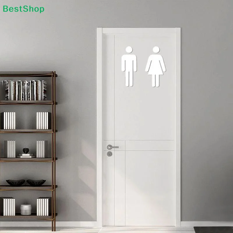 〔G〕Acrylic Bathroom Mirror Stickers Toilet Sign Mirror Home Hotel Washroom Door Sign Mirror Sticker 3D Acrylic Self-Adhesive
