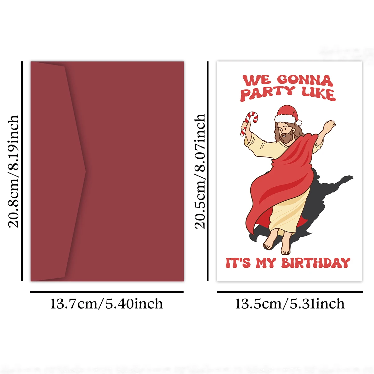 1pc Funny Jesus Christmas Card with Envelope,It's My Birthday,Jesus Birthday Greeting Card for Him Her,Humor Holidays Gift Cards