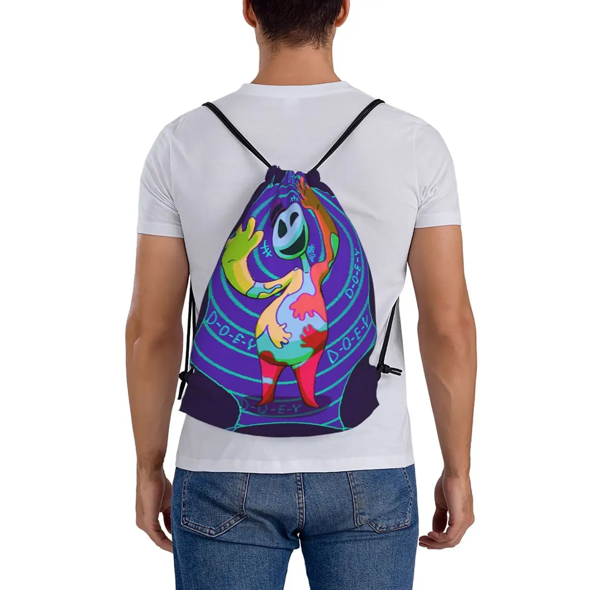 Doey Doughman Horror Pianosaurus Backpacks Fashion Drawstring Bags Storage Bag Book Bags for Travel School