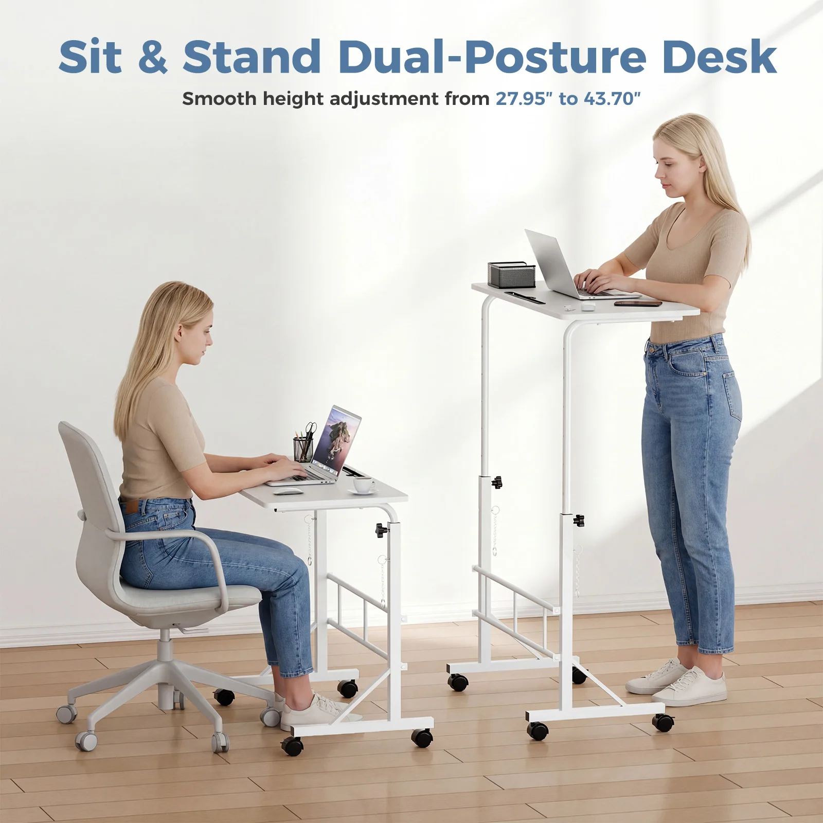 Adjustable height desk setup